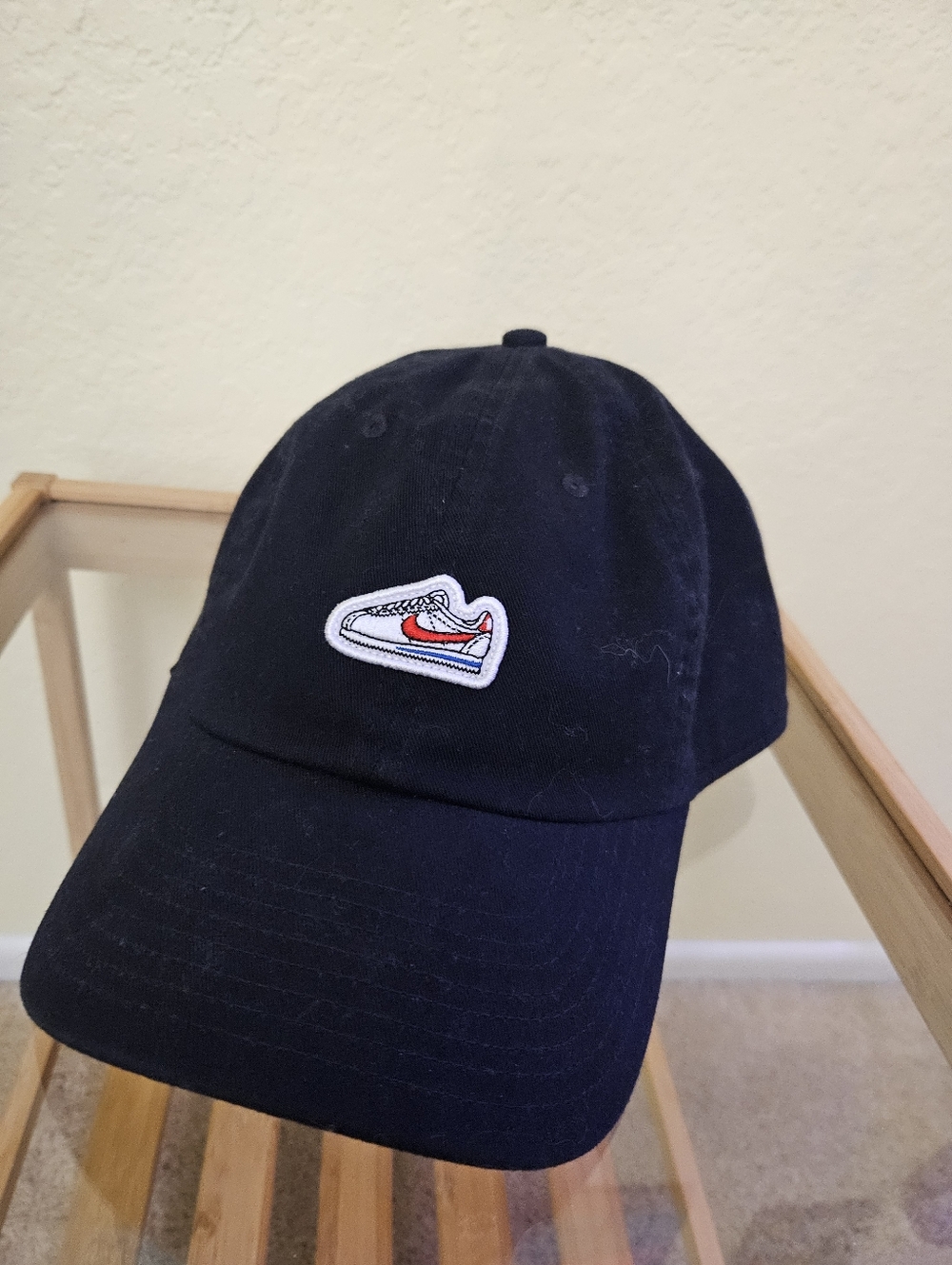 Nike Black Baseball Cap with Embroidered Sneaker Patch Sz L/XL